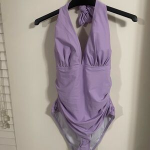 Lavender Halter One-Piece Swimsuit